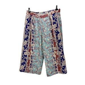 Gypsies & Moondust Floral‎ Print Culottes Capri Pants Size L Boho Rayon Light